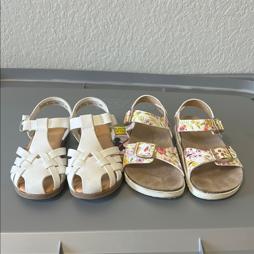 Cat & Jack Kids White and Floral Sandals bundle